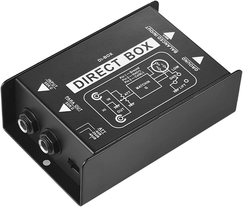 summina Professional Single Channel Passive DI-Box Hum Eliminator Direct Injection Audio Box Balanced & Unbalance Signal Converter for Electric Guitar Bass Live Performance Direct Box - Image 1